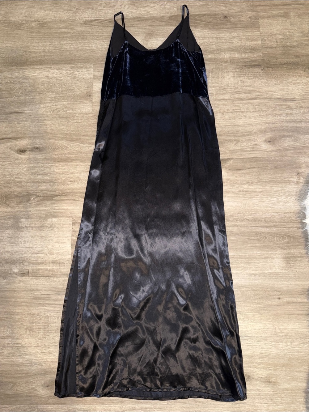 NWT Maje Ryck Velvet and Satin Navy Slip Dress - Picture 12 of 15